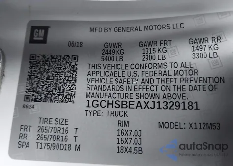 2018 Chevrolet Colorado Wt from USA, damaged, VIN 1GCHSBEAXJ1329181